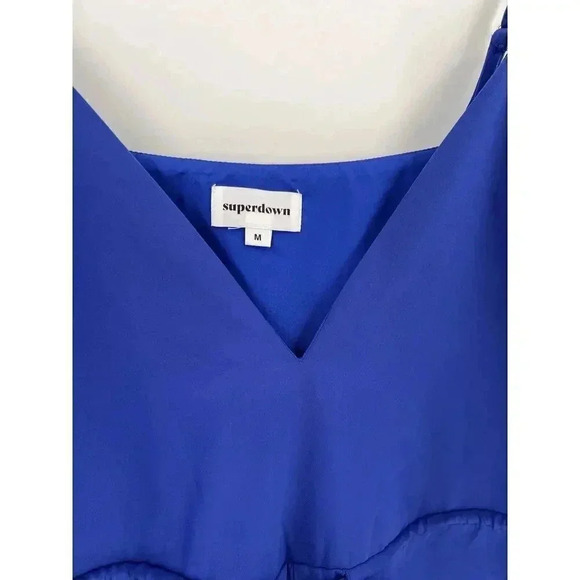 Superdown Women’s Austin Deep V Romper Blue Size Medium Adjustable Straps EUC - Picture 3 of 8